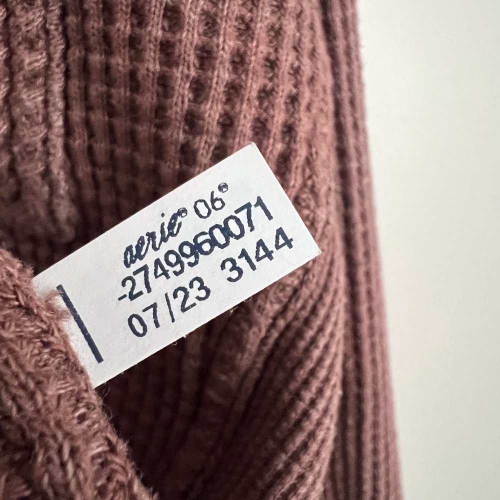 Aerie Brown Lumberjane Waffle Knit Button Down Shirt Jacket Oversized Small - Picture 6 of 10